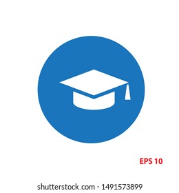 vector graduation icon with a blue circular background