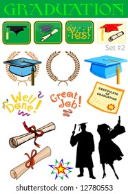 Vector graduation related illustrations set #2