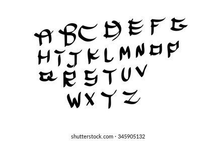 Vector graffiti alphabet on a white background.