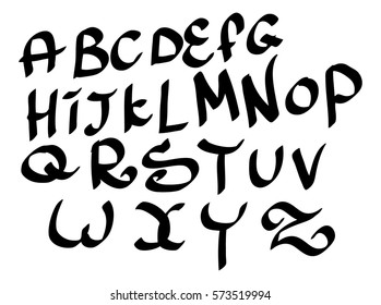 Vector graffiti alphabet on a white background. Vector art.