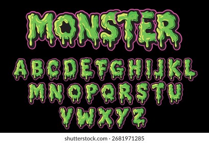 Alfabeto de graffiti de Vector al estilo de Monster Slime