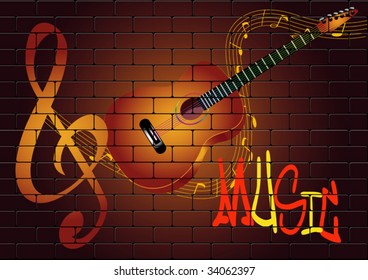 vector graffiti with guitar