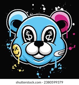 vector graffiti hand drawn bear designs for streetwear illustration