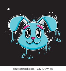 vector graffiti hand drawn happy rabbit designs for streetwear illustration