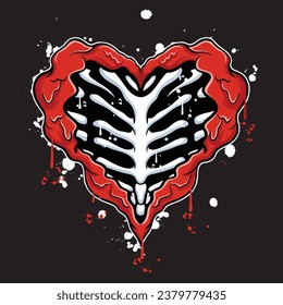 vector graffiti hand drawn heart skeleton designs for streetwear illustration