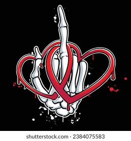 Vektorgraffiti-Skelettdesigns mit mittlerem Finger, handgezeichnet