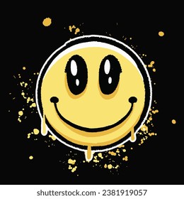 vector graffiti hand drawn smile emoji designs for streetwear illustration