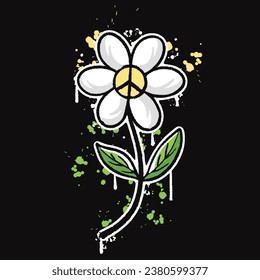vector graffiti hand drawn sun flower designs for streetwear illustration