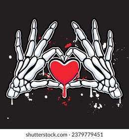 vector graffiti hand love skeleton designs for streetwear illustration