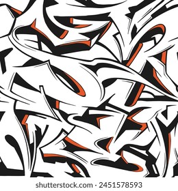 Vector graffiti illustration, seamless pattern, street art graffiti urban theme.