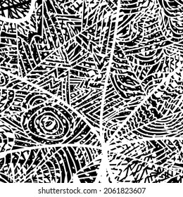 Vector graffiti pattern with abstract tags.Hand drawing texture, street art retro style, old school design for t-shirt, textile, wrapping paper, black white.Vector illustration.