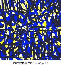 Vector graffiti seamless pattern with abstract colorful bright tags, letters without meaning. Fashion hand drawing texture, street art style, old school design for t-shirt, textile, wrapping paper