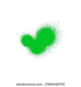 Vector graffiti spots, green with splashes. Spray. Dirty stain. Abstract urban drawing. Art strokes. Street graphic design. Isolated background. Illustration.