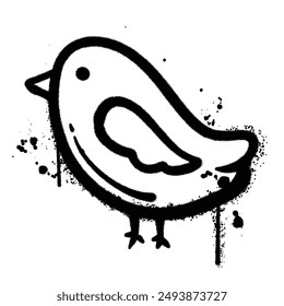 Vector graffiti spray bird isolated on white background