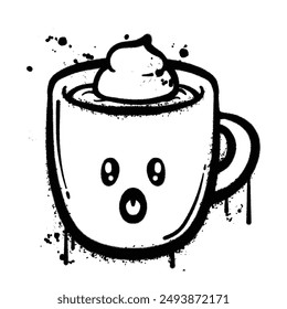 Vektorgrafik Graffiti Spray Schokoladenkaffee isoliert auf weißem Hintergrund