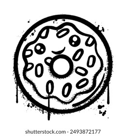 Vector graffiti spray donuts aislado sobre fondo blanco