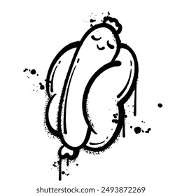 Vector graffiti spray hot dog isolated on white background