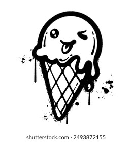Vector graffiti spray ice cream isolated on white background