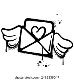 Vektorgrafik Graffiti Spray Love Massage isoliert auf weißem Hintergrund