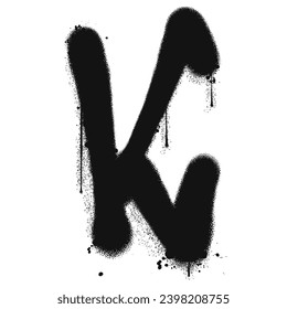 Vector graffiti spray paint alphabet K in isolated background