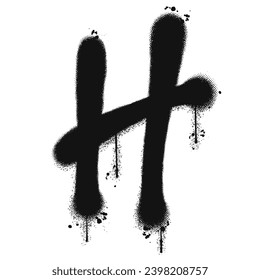 Vector graffiti spray paint alphabet H in isolated background