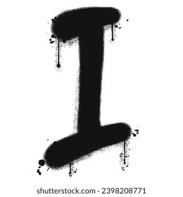 Vector graffiti spray paint alphabet I in isolated background