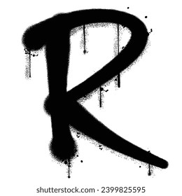 Vector graffiti spray paint alphabet R in isolated background