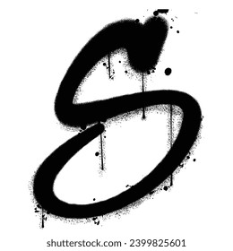 Vector graffiti spray paint alphabet S in isolated background