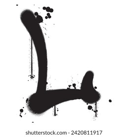 Vector graffiti spray paint alphabet L in isolated background