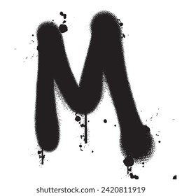 Vector graffiti spray paint alphabet M in isolated background