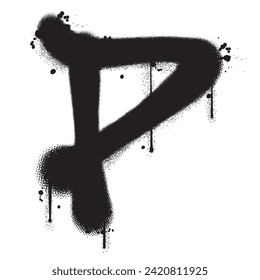 Vector graffiti spray paint alphabet P in isolated background