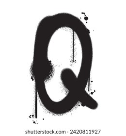Vector graffiti spray paint alphabet Q in isolated background