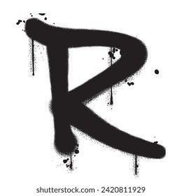 Vector graffiti spray paint alphabet R in isolated background