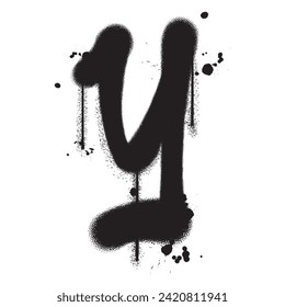 Vector graffiti spray paint alphabet Y in isolated background