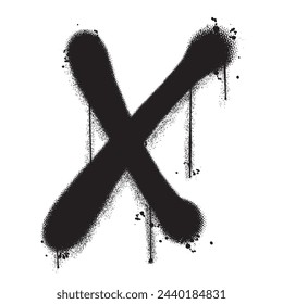Vector graffiti spray paint alphabet X in isolated background