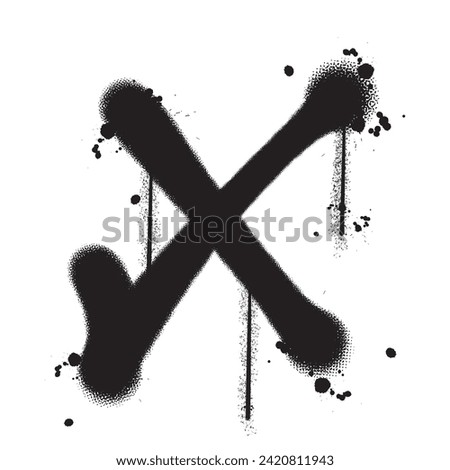 Vector graffiti spray paint alphabet X in isolated background