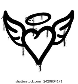 Vector graffiti spray paint angel love isolated vector illustration