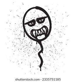Vector graffiti spray paint angry balloon in vector illustration