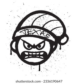 Vector graffiti spray paint angry face man emoticon isolated vector illustration
