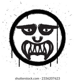 Vector graffiti spray paint angry face emoticon in white background vector illustration