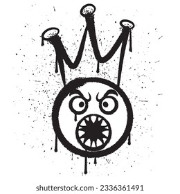 Vector graffiti spray paint angry king emoticon in vector illustration