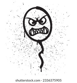 Vector graffiti spray paint angry balloon isolated vector illustration