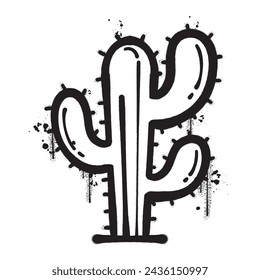 Vector graffiti spray paint cactus isolated vector illustration