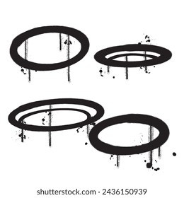 Vector graffiti spray paint circle icon set isolated vector illustration
