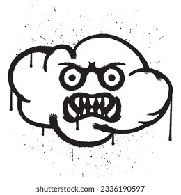 Vector graffiti spray paint cloud character isolated vector illustration