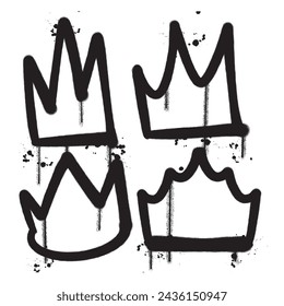 Vector graffiti spray paint crown icon set isolated vector illustration