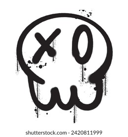 Pintura de pulverización de graffiti vectorial lindo cráneo aislado ilustración de vector