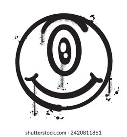 Vector graffiti spray paint cyclops isolated vector illustration