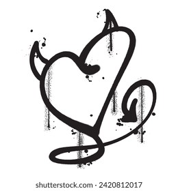 Vector graffiti spray paint devil love isolated vector illustration