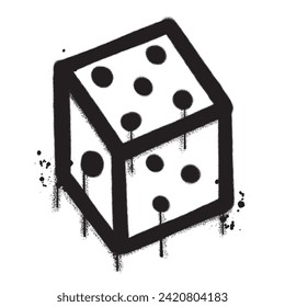 Vector graffiti spray paint dice isolated vector illustration